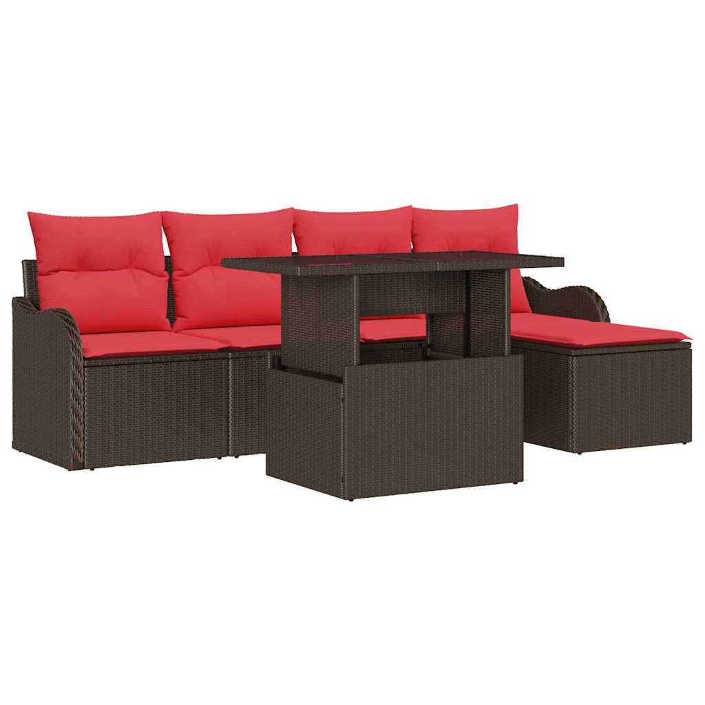 vidaXL Tuin Sofa Set met kussen 6 pcs Bruin poly rattan