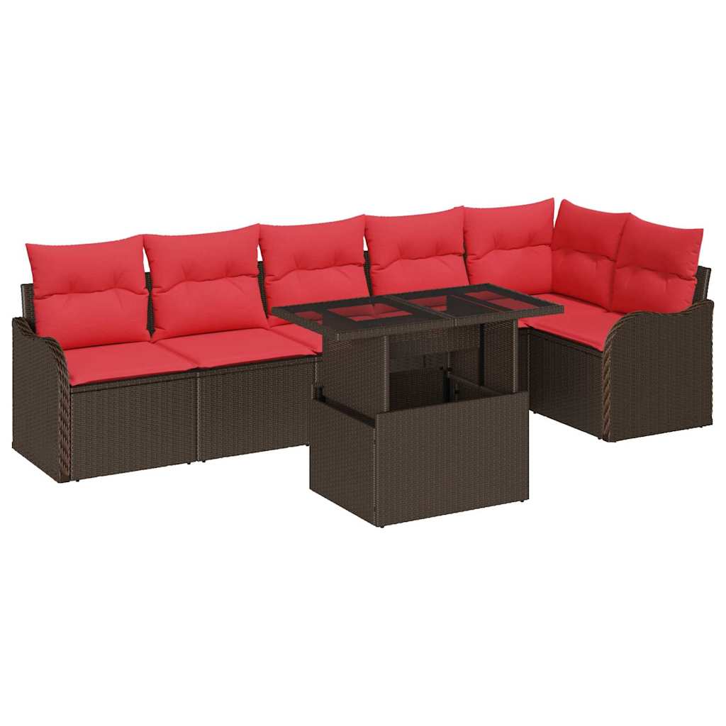vidaXL Tuin Sofa Set met kussen 7 pcs Bruin poly rattan