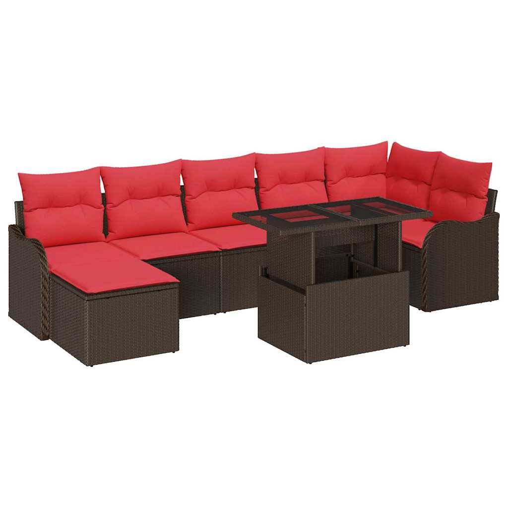 vidaXL Tuin Sofa Set met kussen 8 pcs Bruin Poly riet
