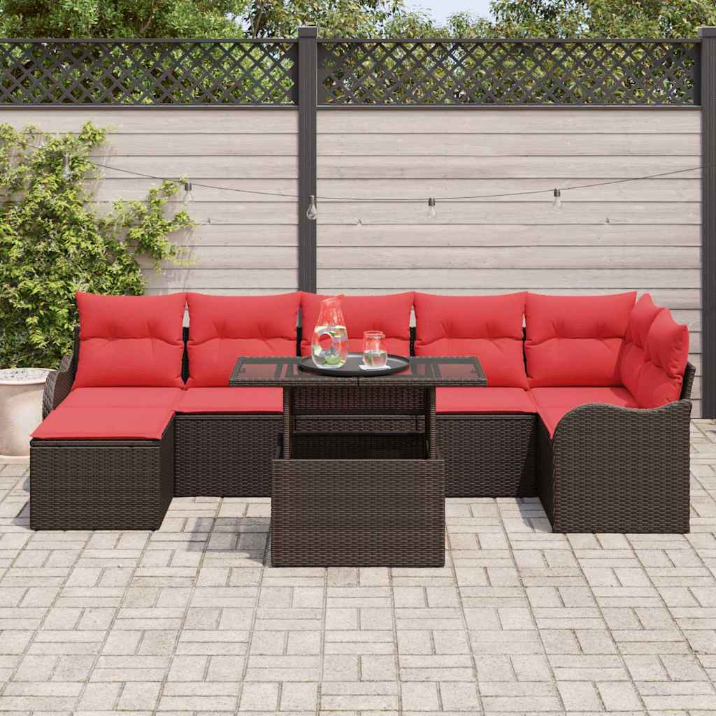 vidaXL Tuin Sofa Set met kussen 8 pcs Bruin Poly riet