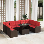 vidaXL Tuin Sofa Set met kussen 10 pcs Bruin Poly riet