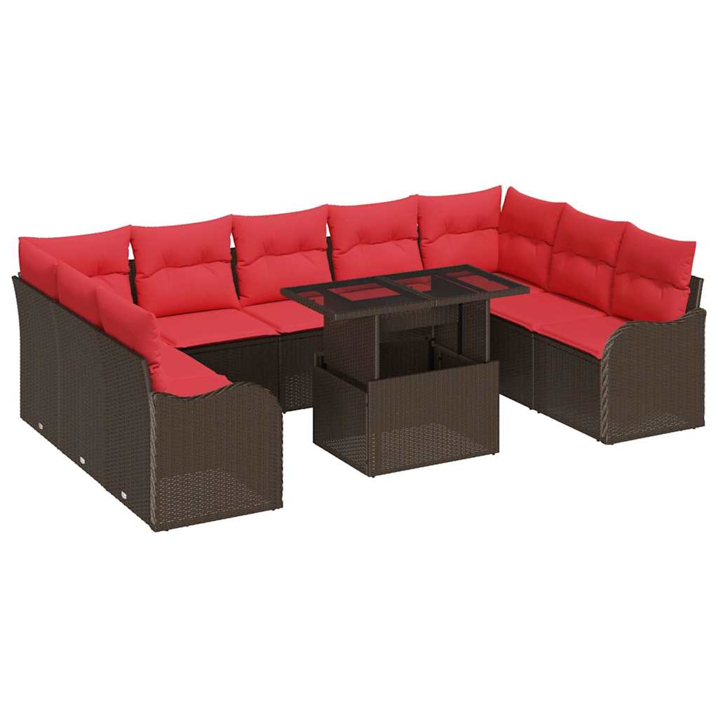 vidaXL Tuin Sofa Set met kussen 10 pcs Bruin Poly riet