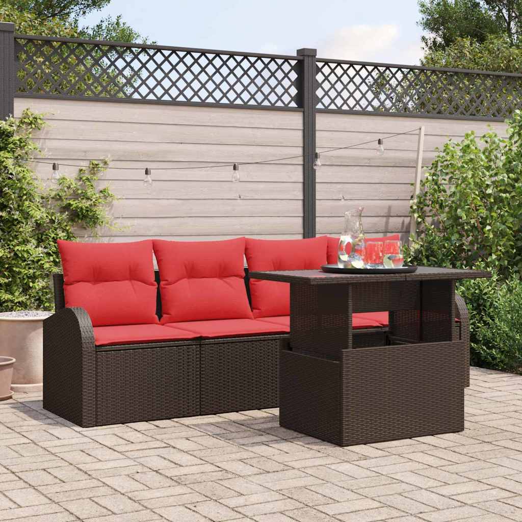 vidaXL Tuin Sofa Set met kussen 5 pcs Bruin poly rattan