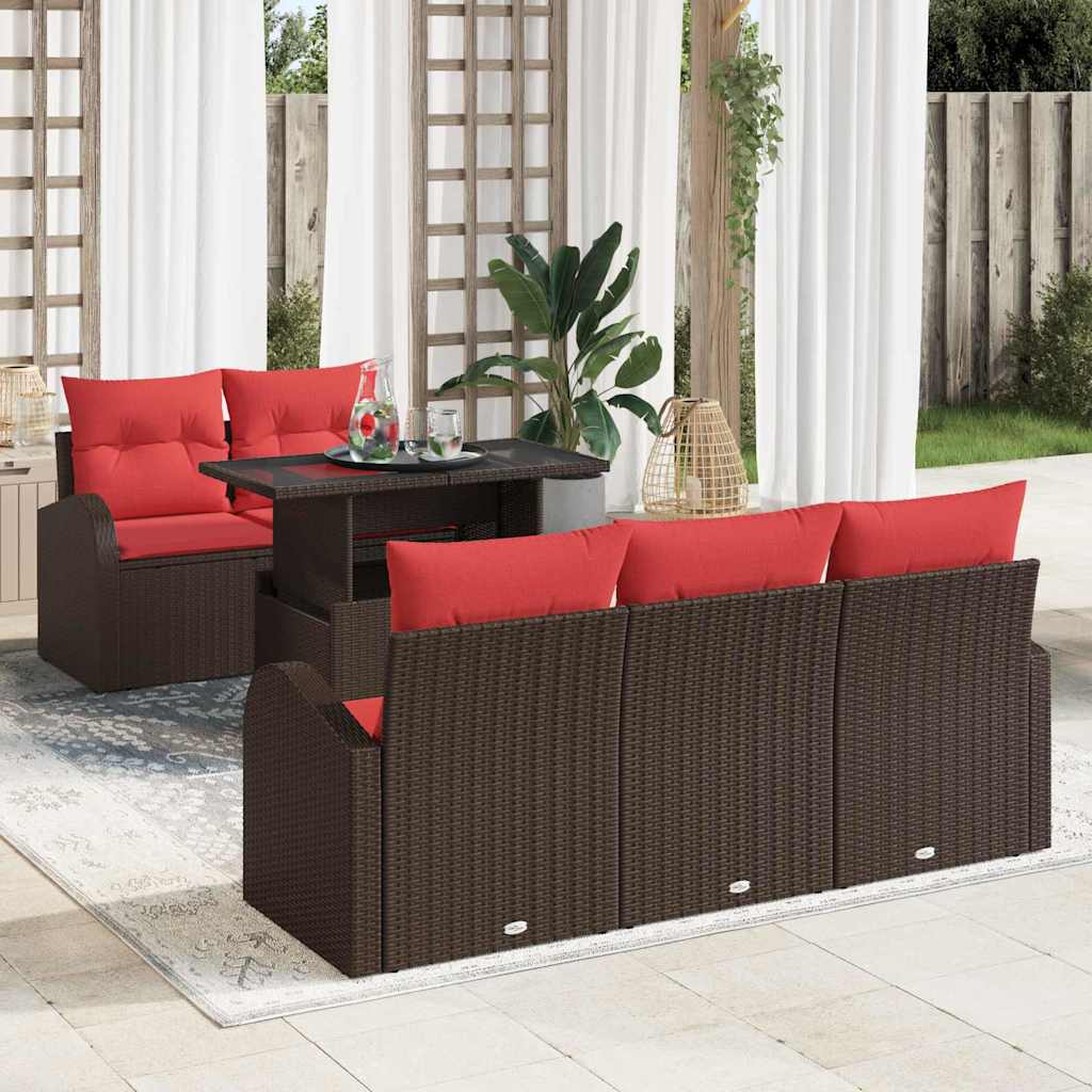 vidaXL Tuin Sofa Set met kussen 6 pcs Bruin poly rattan