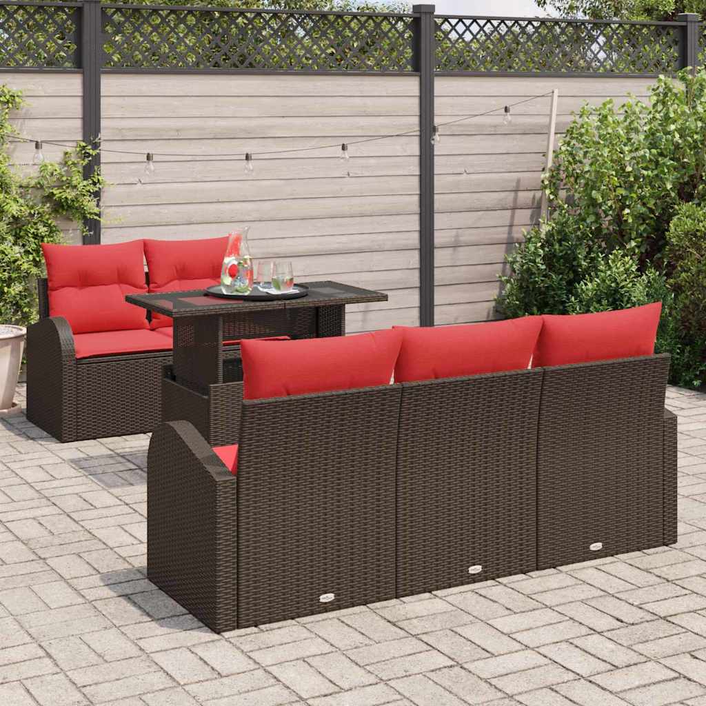 vidaXL Tuin Sofa Set met kussen 6 pcs Bruin poly rattan