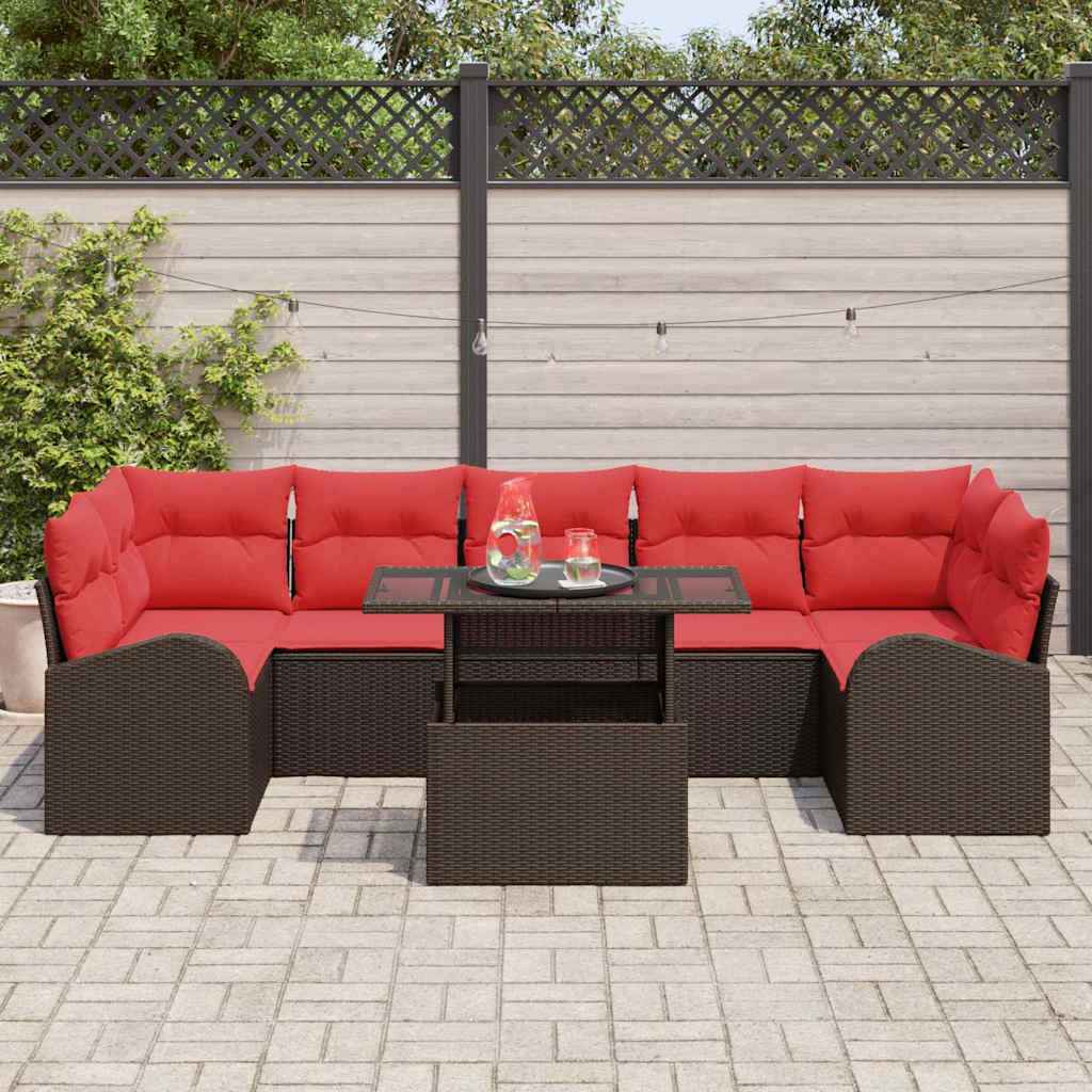 vidaXL Tuin Sofa Set met opslag 8 pcs Bruin poly rattan