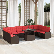 vidaXL Tuin Sofa Set met opslag met kussen 11 pcs Bruin poly rattan
