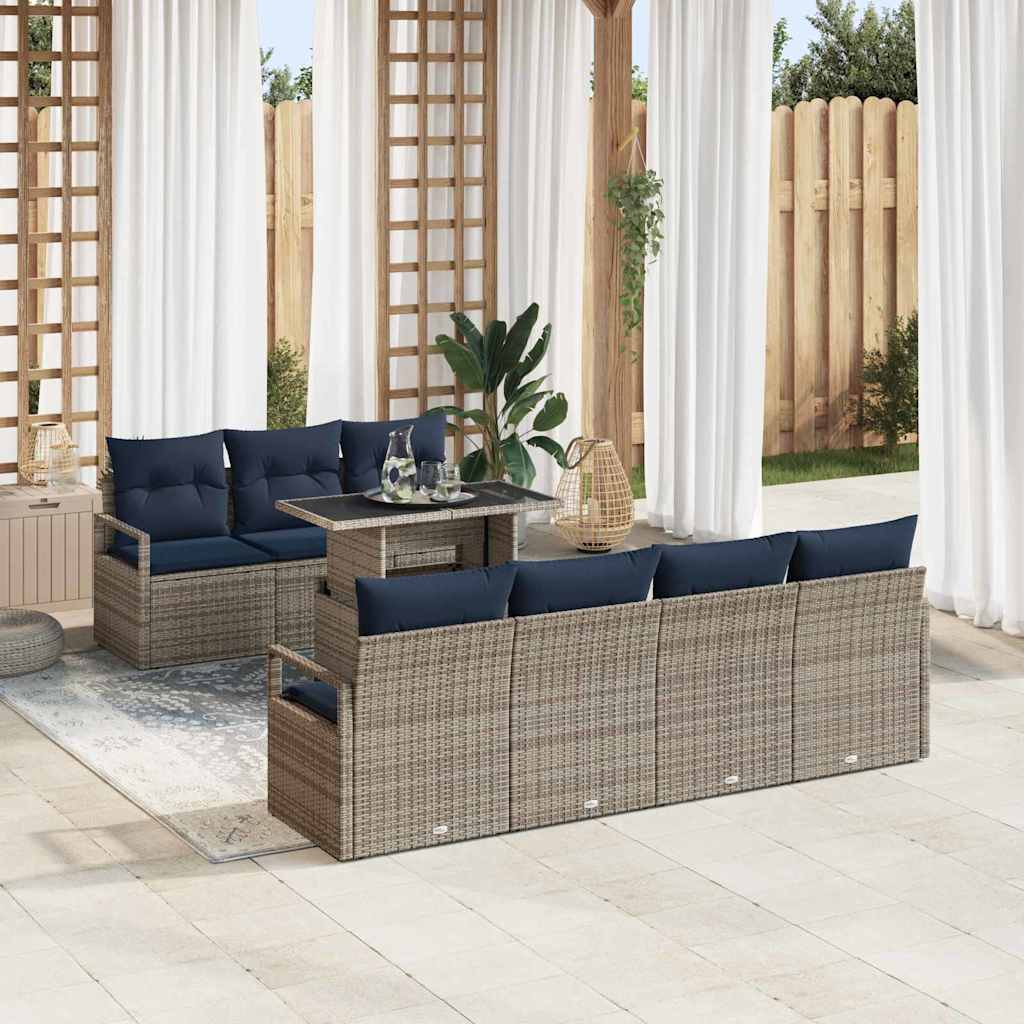 vidaXL Tuin Sofa Set met opslag 8 pcs Bruin en Rood poly rattan