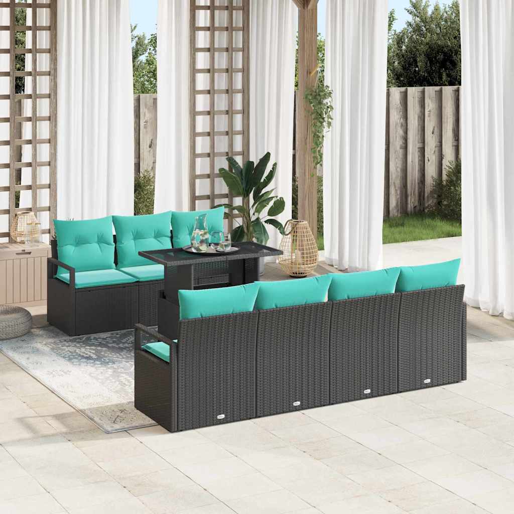 vidaXL Tuin Sofa Set met opslag 8 pcs Bruin en Rood poly rattan