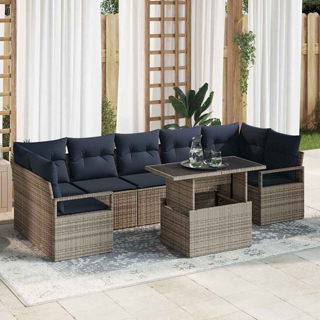 vidaXL Tuin Sofa Set met kussen 8 pcs Bruin en Rood poly rattan