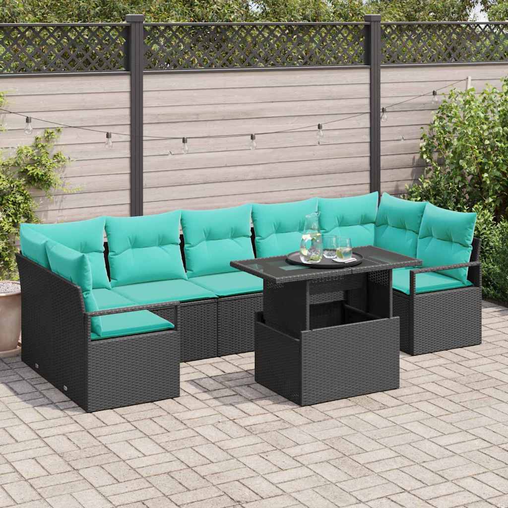 vidaXL Tuin Sofa Set met kussen 8 pcs Bruin en Rood poly rattan