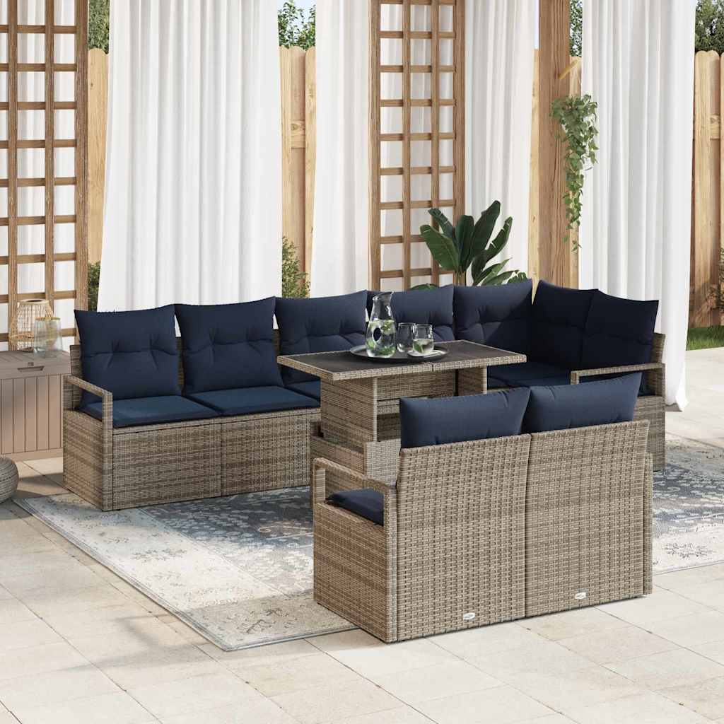 vidaXL Tuin Sofa Set met opslag 9 pcs Bruin en Rood poly rattan