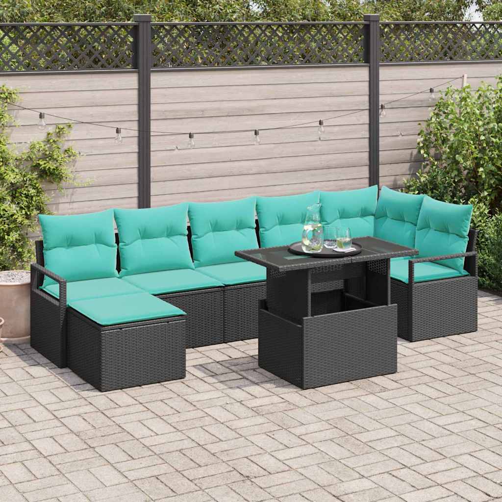 vidaXL Tuin Sofa Set met kussen 8 pcs Bruin en Rood poly rattan