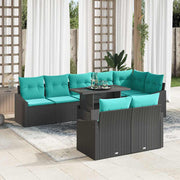 vidaXL Tuin Sofa Set met kussen 9 pcs Zwart en Blauw poly rattan