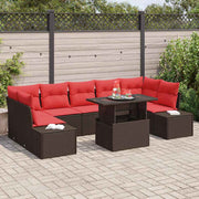 vidaXL Tuin Sofa Set met kussen 8 pcs Bruin en Rood poly rattan