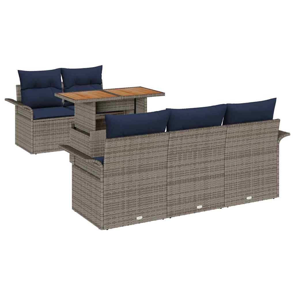 vidaXL Tuin Sofa Set met kussen 6 pcs Zwart en blauw