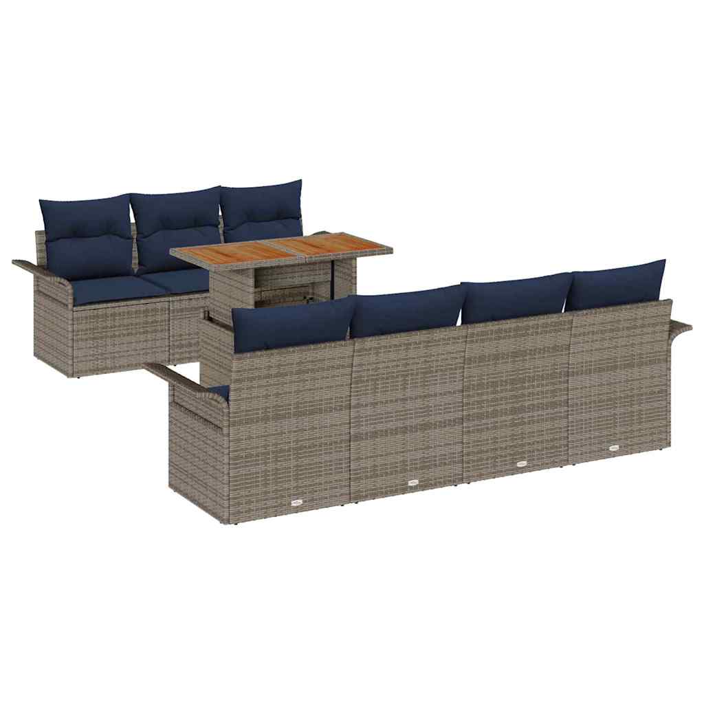 vidaXL Tuin Sofa Set met kussen 8 pcs Zwart en blauw