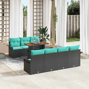 vidaXL Tuin Sofa Set met kussen 8 pcs Zwart en blauw