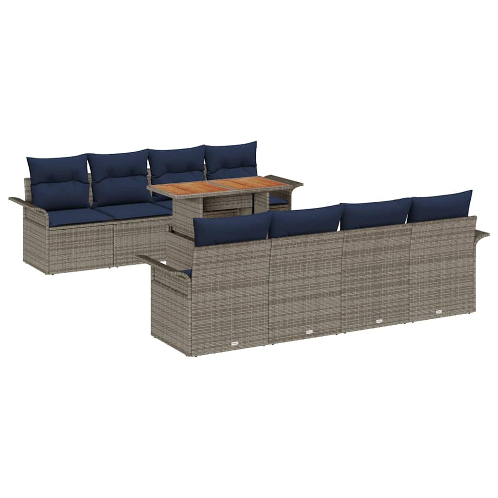 vidaXL Tuin Sofa Set met kussen 7 pcs Zwart en blauw