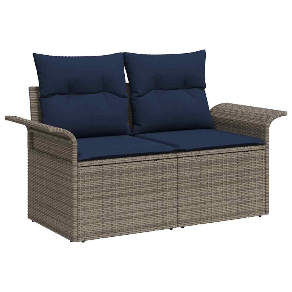vidaXL Tuin Sofa Set met kussen met opslag 5 pcs Zwart en blauw