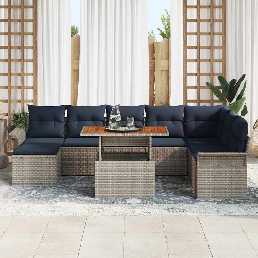 vidaXL Tuin Sofa Set met kussen met opslag 9 pcs Zwart en blauw