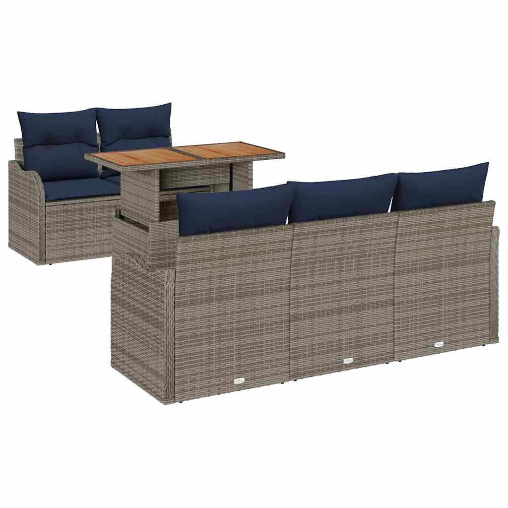 vidaXL Tuin Sofa Set 6 st grijs en marineblauw