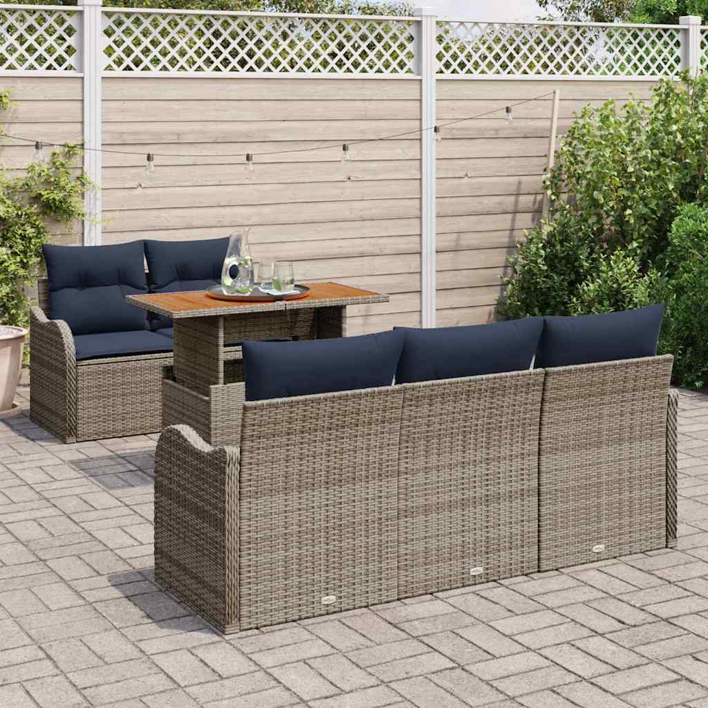 vidaXL Tuin Sofa Set 6 st grijs en marineblauw