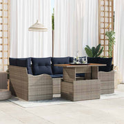 vidaXL Tuin Sofa Set 7 st grijs en marineblauw