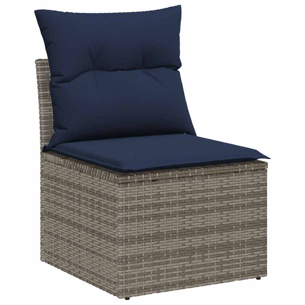 vidaXL Tuin Sofa Set 7 st grijs en marineblauw