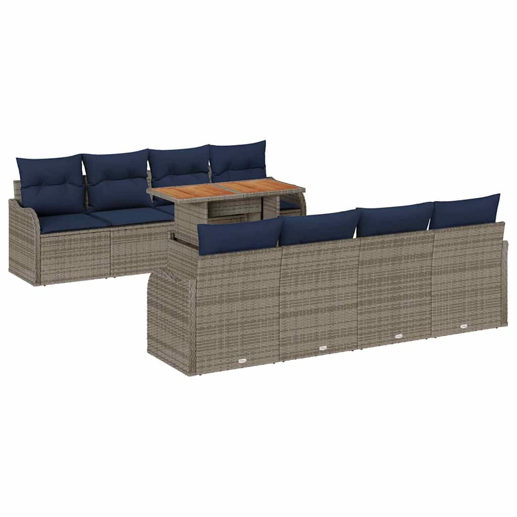 vidaXL Tuin Sofa Set 7 st grijs en marineblauw