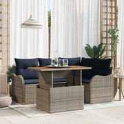 vidaXL Tuinbankenset 5 st 4-Aantal zitplaatsen Grijs en Marineblauw