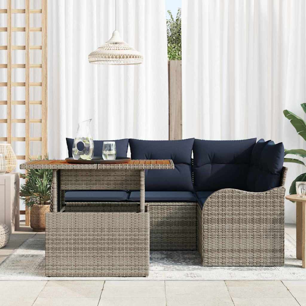 vidaXL Tuinbankenset 5 st 4-Aantal zitplaatsen Grijs en Marineblauw