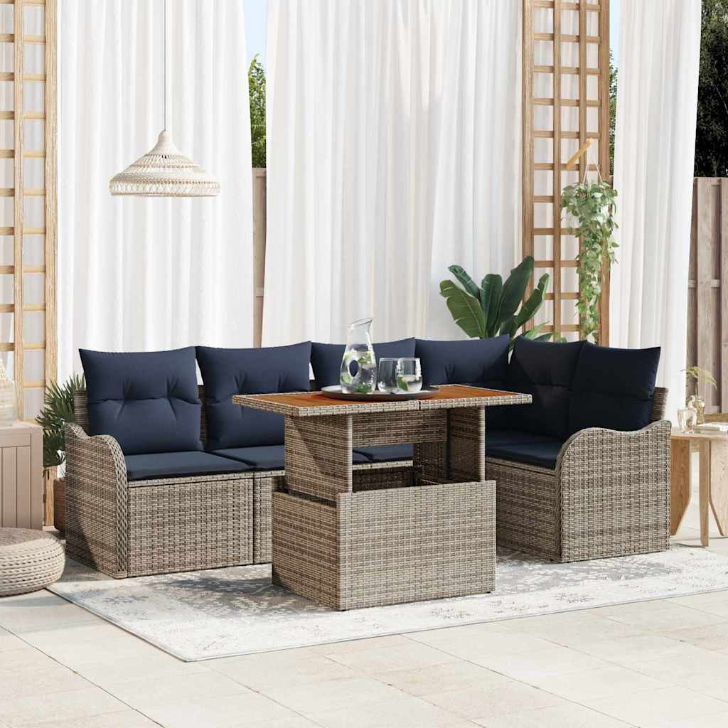 vidaXL Tuinbankenset 6 st 5-Aantal zitplaatsen Grijs en Marineblauw