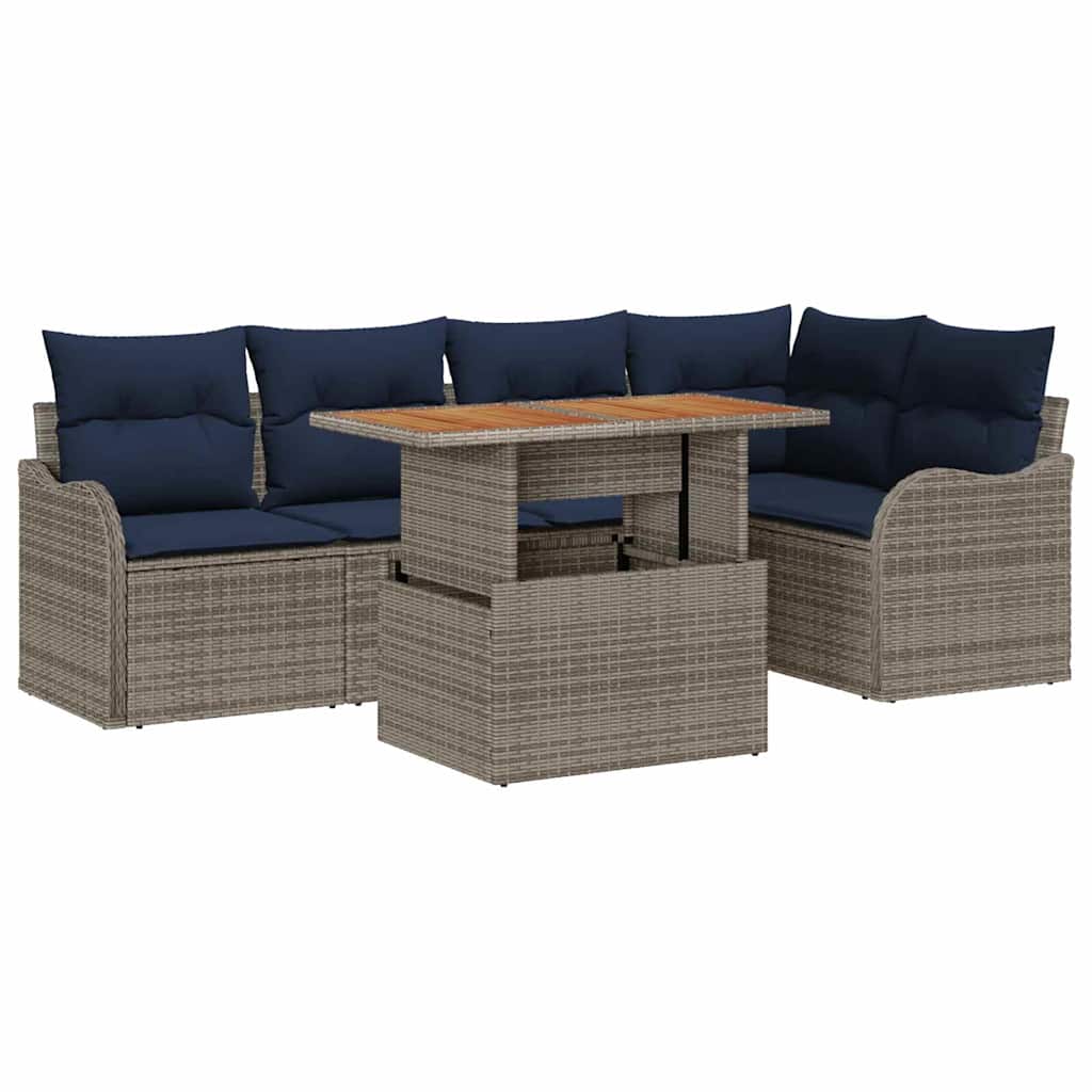 vidaXL Tuinbankenset 6 st 5-Aantal zitplaatsen Grijs en Marineblauw