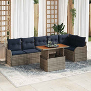 vidaXL Tuinbankenset 7 st 6-Aantal zitplaatsen Grijs en Marineblauw