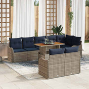vidaXL Tuinbankenset 9 st 8-Aantal zitplaatsen Grijs en Marineblauw