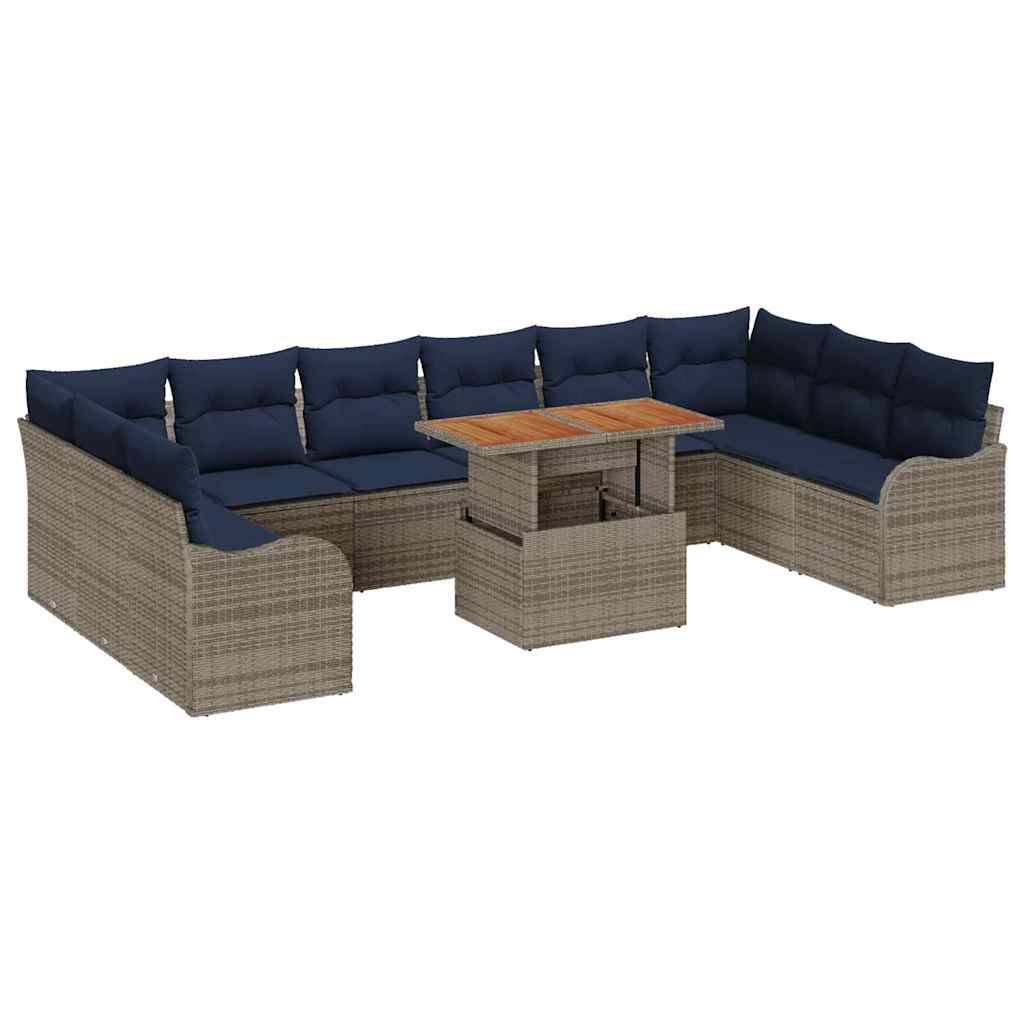 vidaXL Tuin Sofa Set 11 st 10-Aantal zitplaatsen grijs en marineblauw