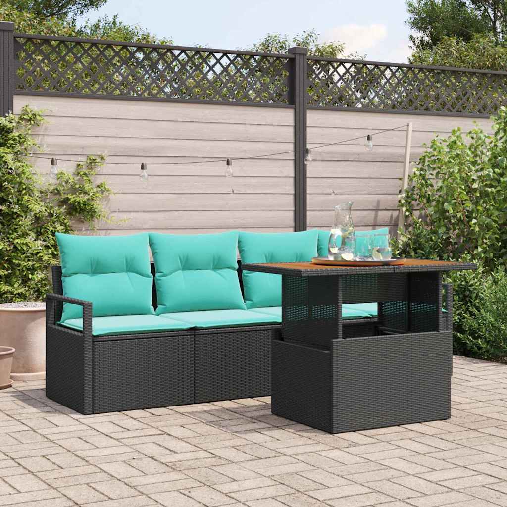 vidaXL Tuin Sofa Set met kussen 5 pcs grijs en marineblauw