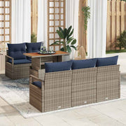 vidaXL Tuin Sofa Set met kussen 6 pcs grijs en marineblauw