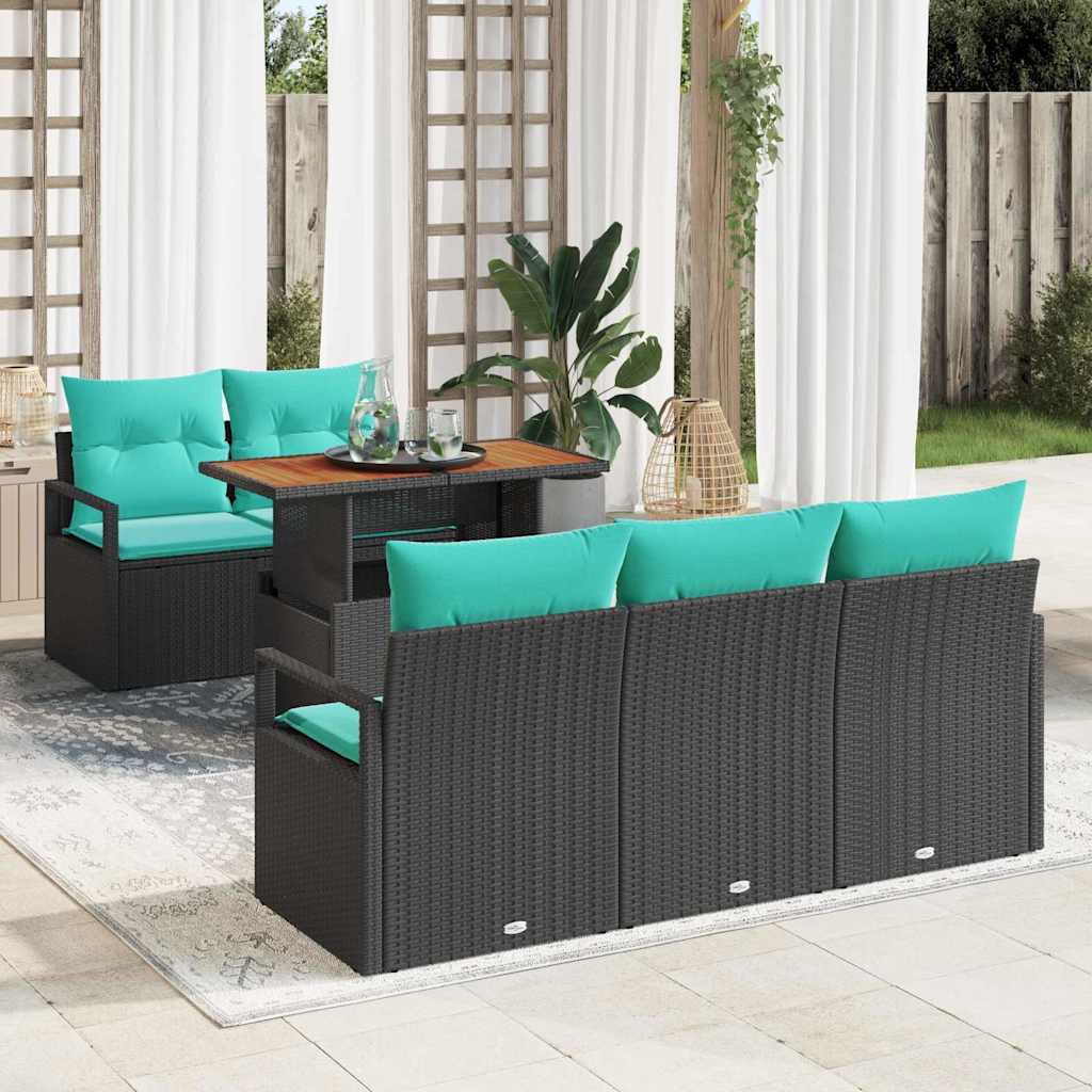 vidaXL Tuin Sofa Set met kussen 6 pcs grijs en marineblauw