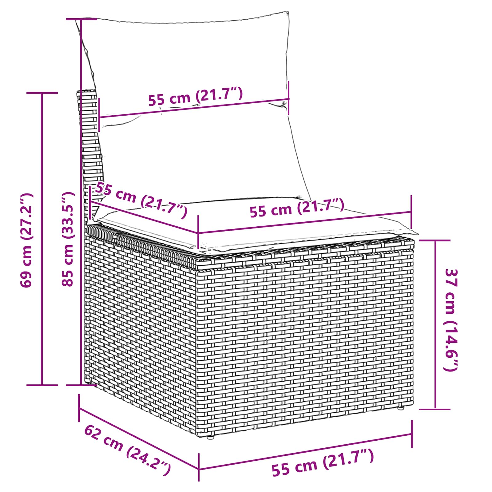 vidaXL Tuin Sofa Set met kussen met kussen 8 pcs Grijs en Blauw