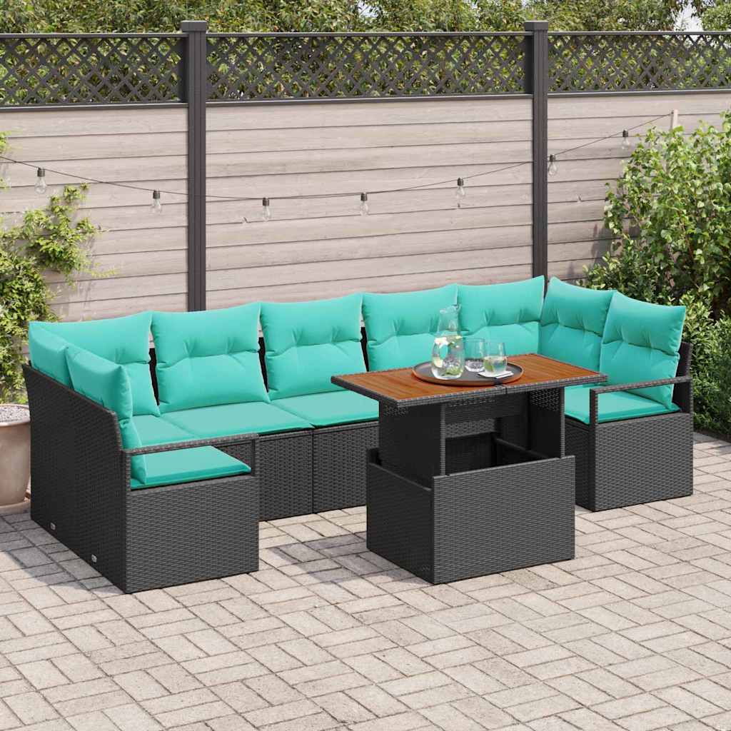 vidaXL Tuin Sofa Set met kussen 8 pcs Grijs en Marineblauw
