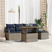 vidaXL Tuin Eetset met kussen 6 pcs Grijs en Marineblauw