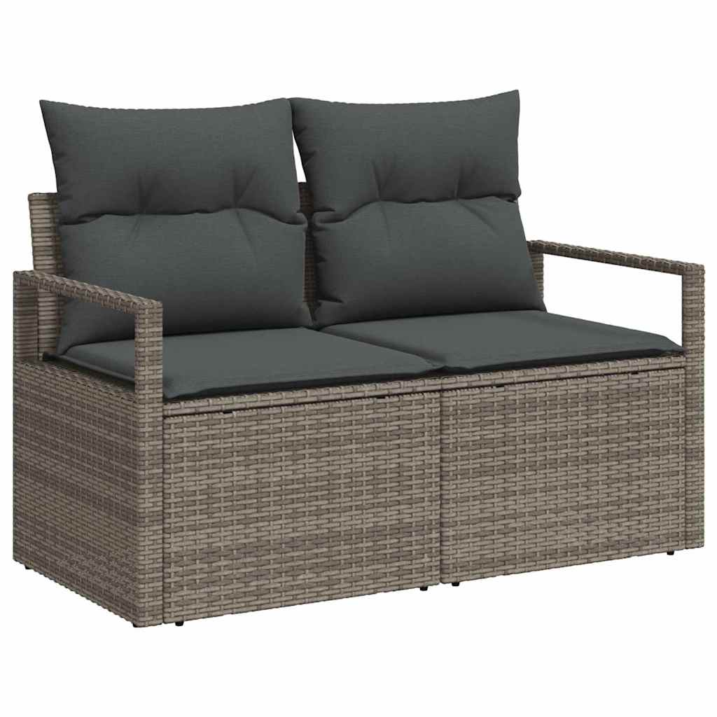 vidaXL Tuin Eetset met kussen 6 pcs Grijs en Marineblauw