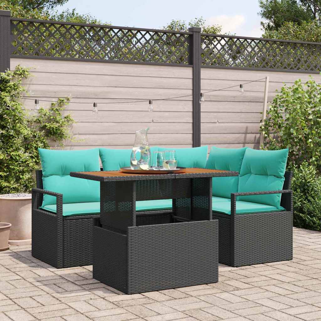 vidaXL Tuin Eetset met kussen 5 pcs Grijs en Marineblauw