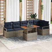 vidaXL Tuin Eetset met kussen 7 pcs Grijs en Marineblauw