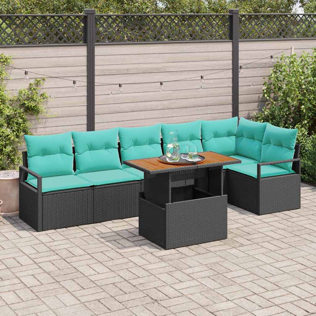 vidaXL Tuin Eetset met kussen 7 pcs Grijs en Marineblauw