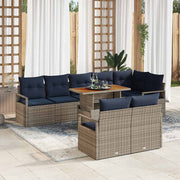 vidaXL Tuin Eetset met kussen 9 pcs Grijs en Marineblauw