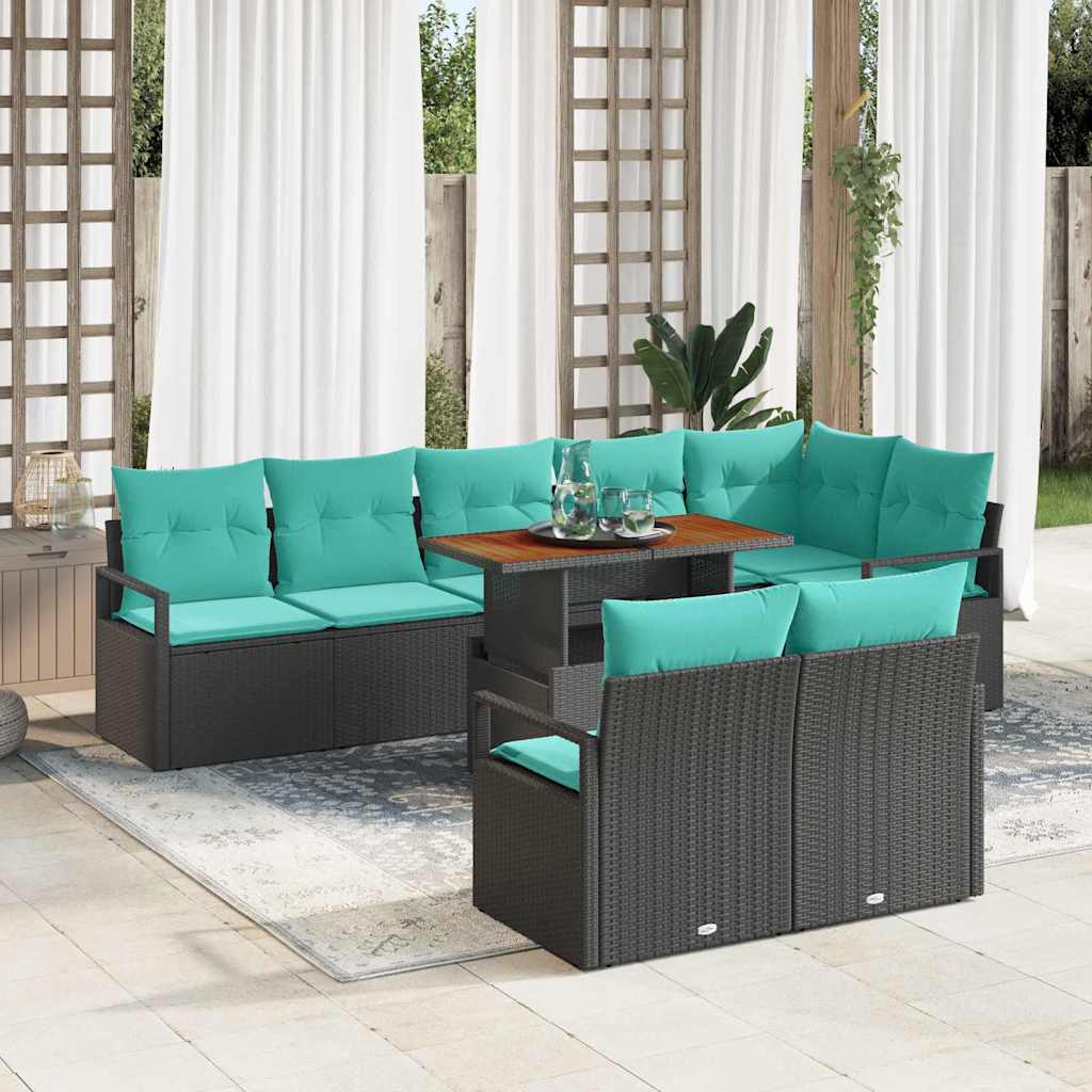 vidaXL Tuin Eetset met kussen 9 pcs Grijs en Marineblauw