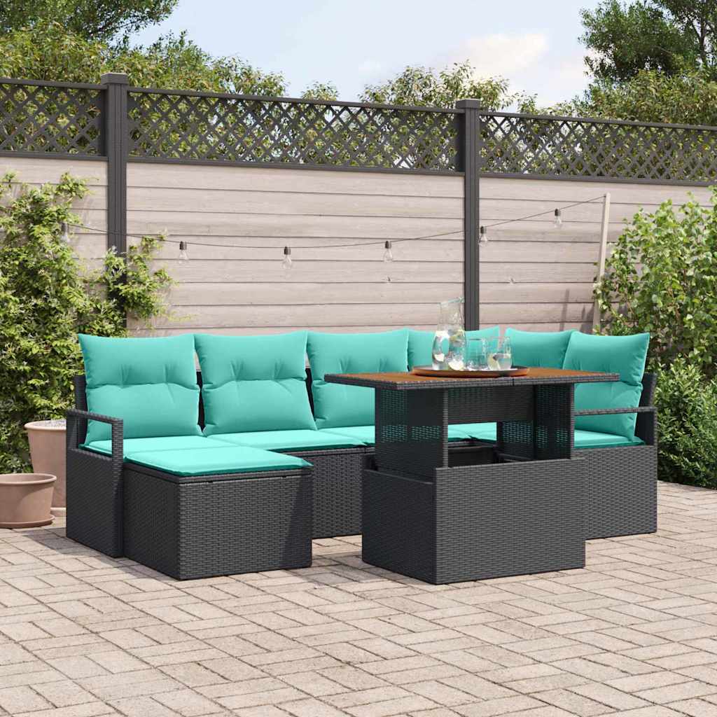 vidaXL Tuin Eetset met kussen 7 pcs Grijs en Marineblauw